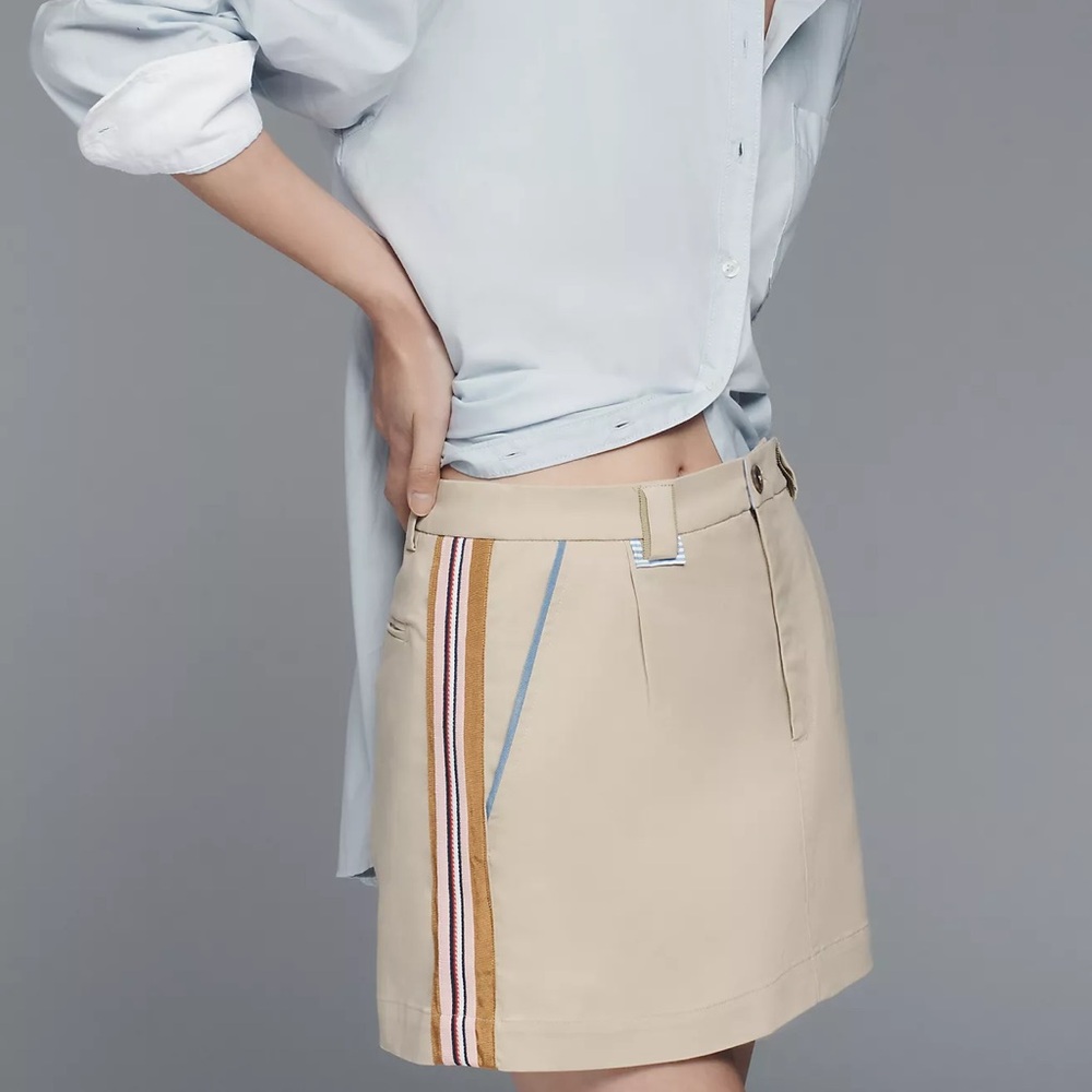 ANTHRO Maeve Side-Striped Mini Skirt